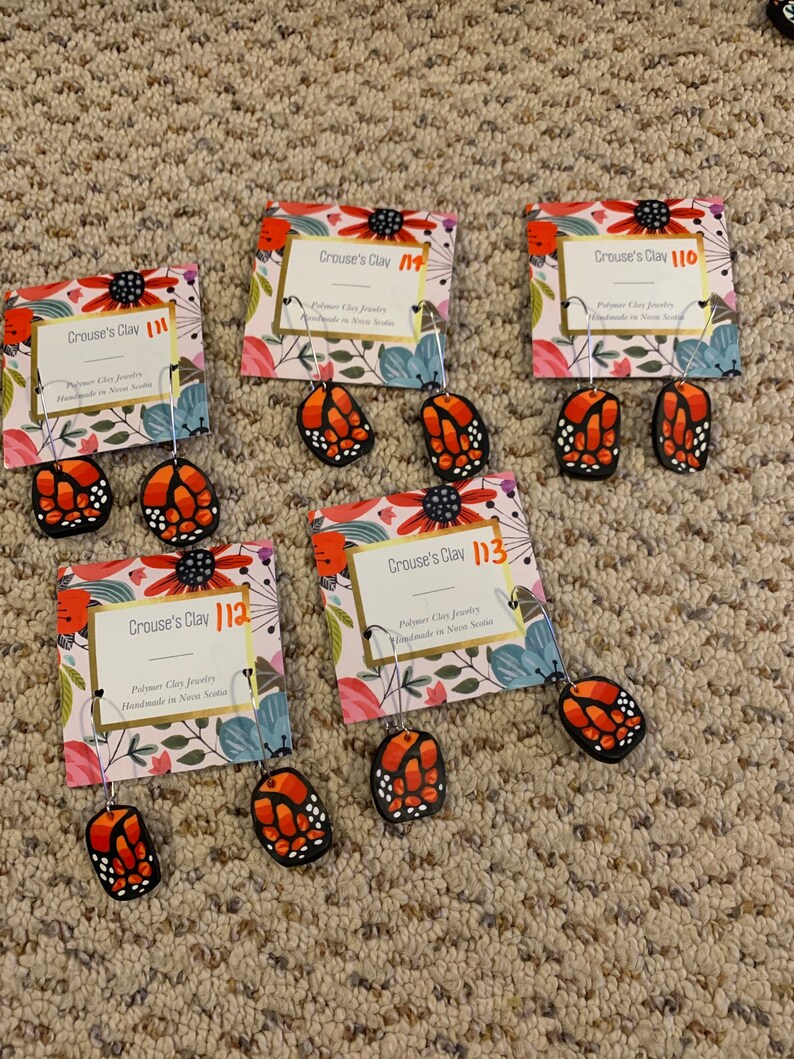 Unique polymer clay butterfly earrings
