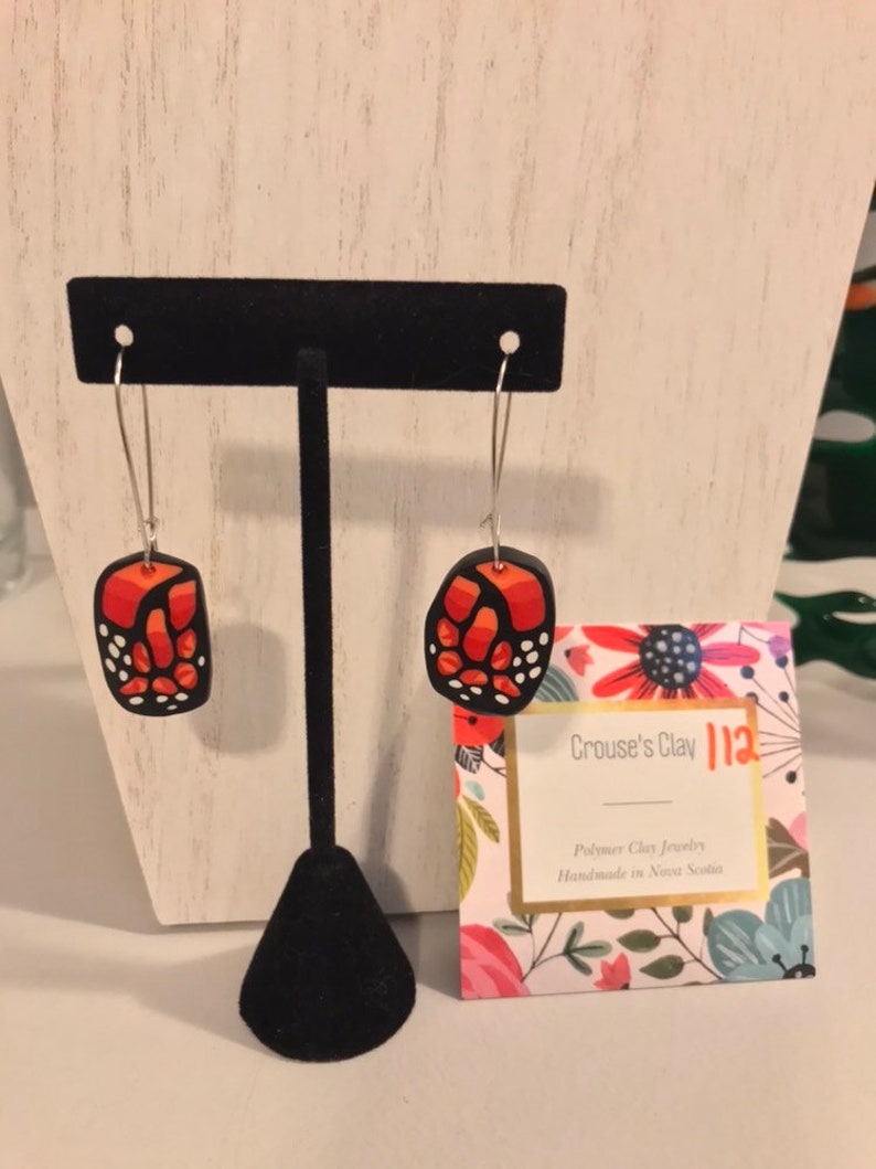 Unique polymer clay butterfly earrings