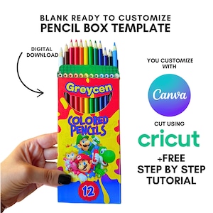 Custom colored pencil box template, colored pencil template, back to school template, colored pencil label, school supplies template