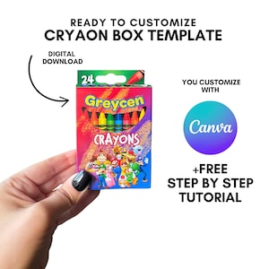 Custom crayon box template, crayon template, back to school template, crayon label, school supplies template, custom school supplies