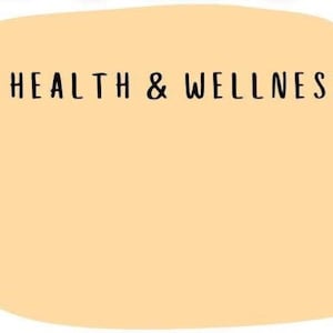 May include: A light orange, rounded rectangle with the words "HEALTH & WELLNESS" in black, sans-serif font. The text is centered horizontally near the top of the shape. The background is a solid, pale orange color.