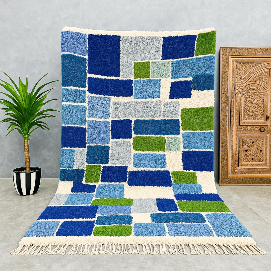 Blue Arabic Rug Moroccan Rug Blue - Berber Rug - Custom Moroccan Rug - Beni Ourain Rug ...