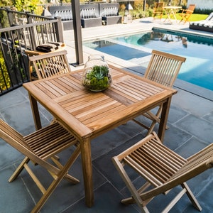 Nordic Style Teak Wood Natural Outdoor Square Dining 4-Person Table 39"