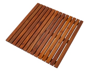 Nordic Style Oiled Teak Shower/Bath/Outdoor Mat 19.6″ x 19.6″