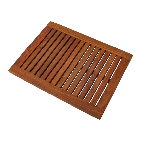 Nordic Style Framed Oiled Teak Wood Shower Mat (23.6 x 17.7)