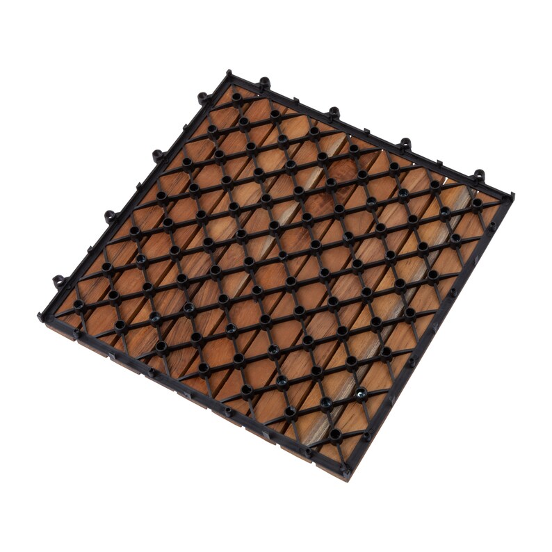 Nordic Style Natural Teak Wood Floor Tiles 9 slats 10 pcs per box 10sq ft
