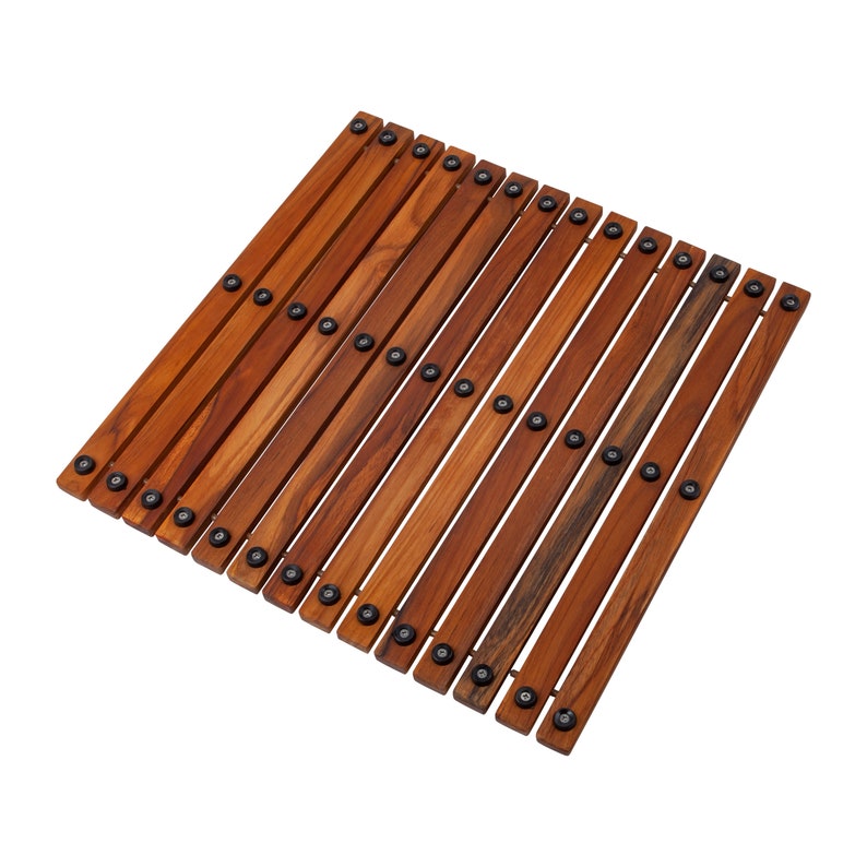 Nordic Style Teak String ShowerBathSpa Mat 19.6\u2033 x 19.6\u2033