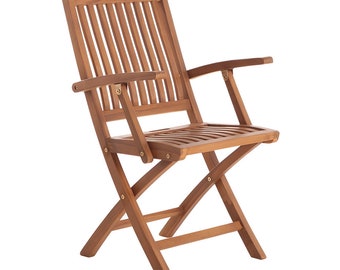 Nordic Style Oiled Teak Outdoor Patio Folding Chair with Arm Rests