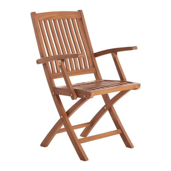 Nordic Style Oiled Teak Outdoor Patio Folding Chair with Arm Rests