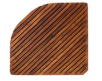 Nordic Style Corner Teak Shower and Spa Mat with Rounded Edge 30"x 30"