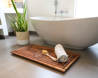 Nordic Style Oiled Teak Double Framed Shower/Bath Mat 39" x 19"