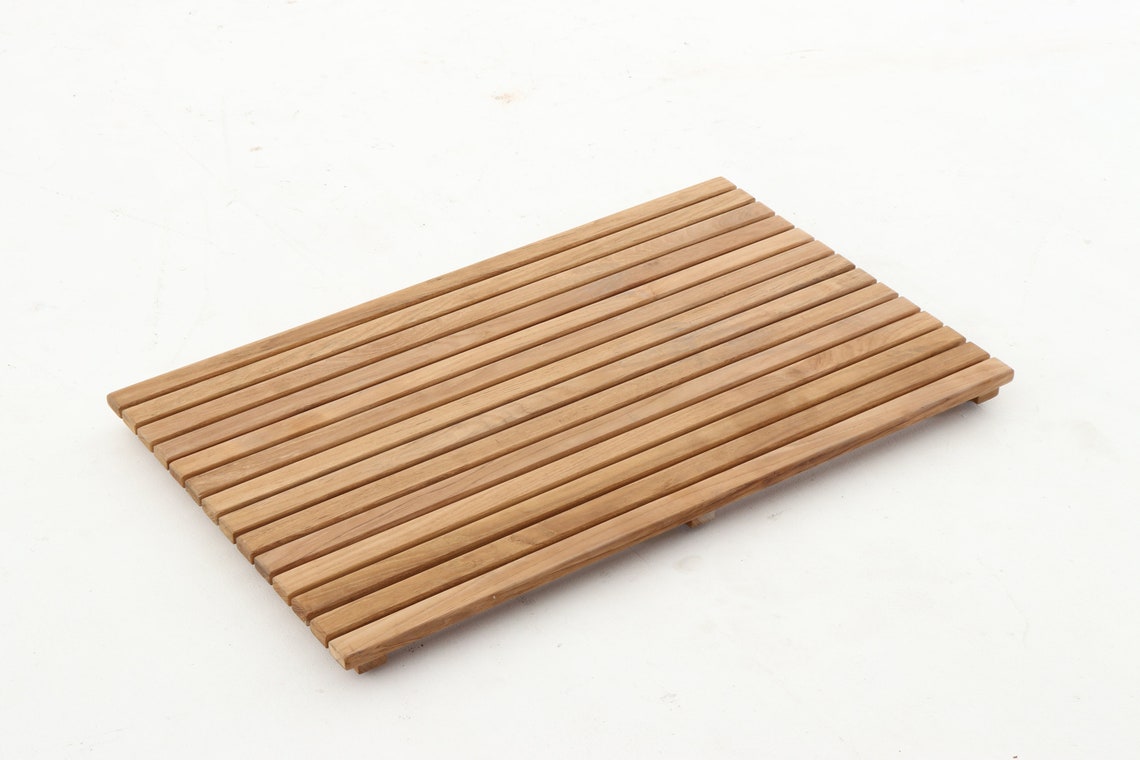 Natural Style Teak Shower Mat 31.4 X 19.6 Etsy