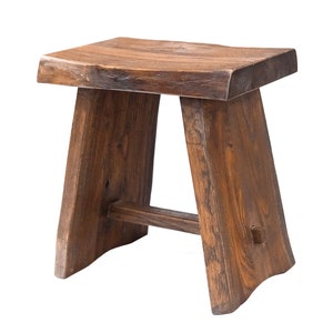 Nordic Style Teak Stool with Curved Seat