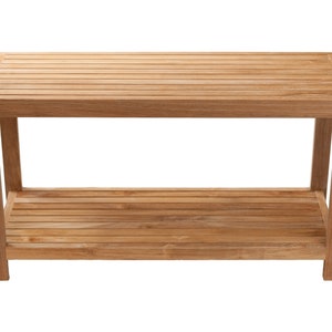 Nordic Style Natural Teak Spa Bench with Shelf - 35"