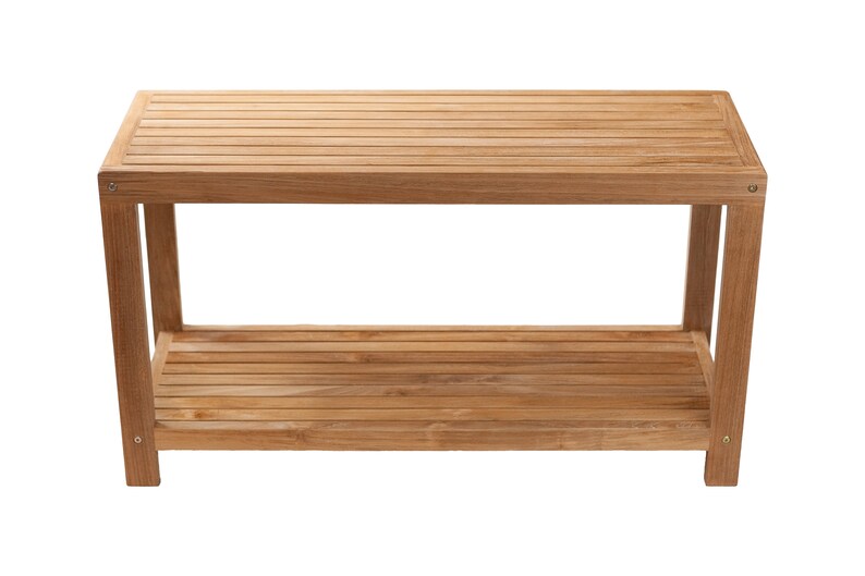 Nordic Style Natural Teak Spa Bench with Shelf - 35' 