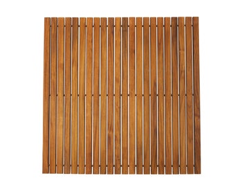 Nordic Style Oiled Teak String Mat with Rubber Footing 30″ x 30″