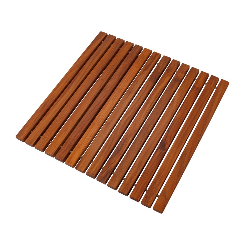 Nordic Style Teak String ShowerBathSpa Mat 19.6\u2033 x 19.6\u2033