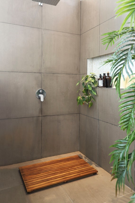 Nordic Style Premium Oiled Indoor Outdoor Teak Shower/Bath Mat 31.4" x 19.6" 