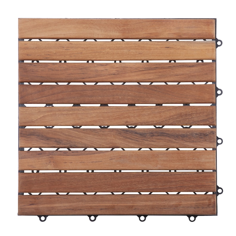 Nordic Style Natural Teak Wood Floor Tiles 9 slats 10 pcs per box 10sq ft