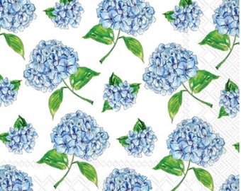 Decoupage Napkins- Hydrangea Paper Napkins- Set of 3- Cocktail Size