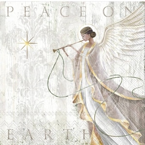 Decoupage Napkins- Christmas Angel Peace on Earth Paper Napkins -cocktail