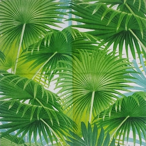 Decoupage Napkins- Tropical Palm Tree Leaf Paper Napkins- Set of 3- Cocktail Size