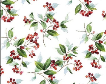 Decoupage Napkins- Christmas Holly & Mistletoe  Paper Napkins- Set of 3- Cocktail Size