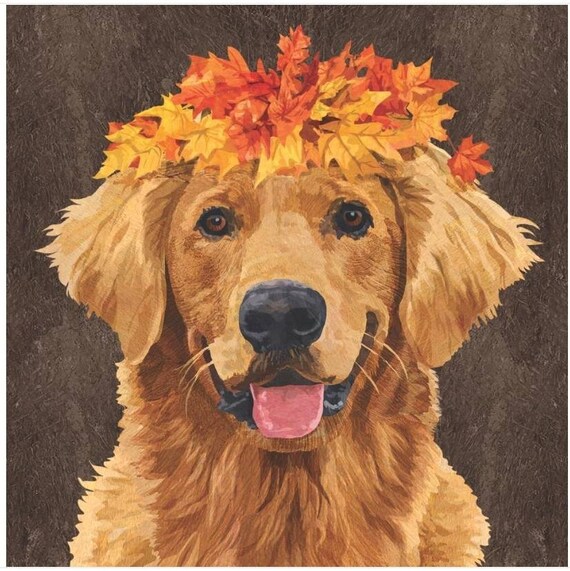 Decoupage Napkins Dog in the Fall Paper Napkins 10 X Etsy
