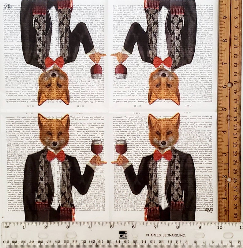 Decoupage Napkins Fox and Wine Paper Napkins 10' X Etsy