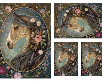 Papel de Arroz para Decoupage / Caballo / 1 Papel de Arroz / A4 / Personalizable