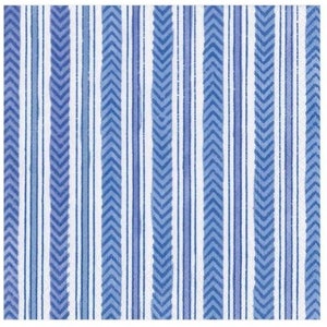 Decoupage Napkins- Blue White Stripe Paper Napkins- Set of 2 - Guest size