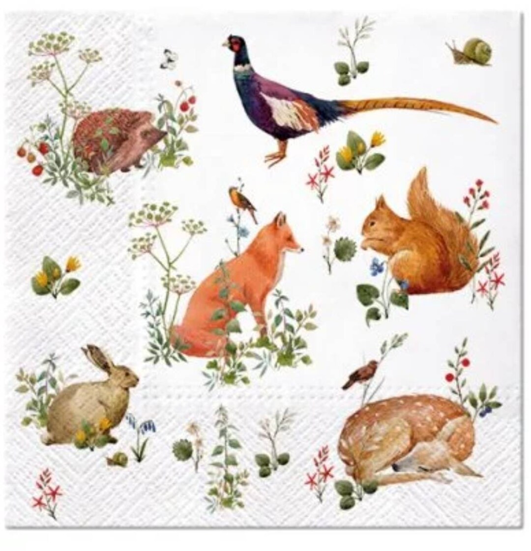 Decoupage Napkins Fox Paper Napkins Set of 3 Luncheon Size Etsy
