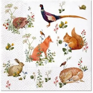 Decoupage Napkins- Fox Paper Napkins- Set of 3- - Luncheon Size