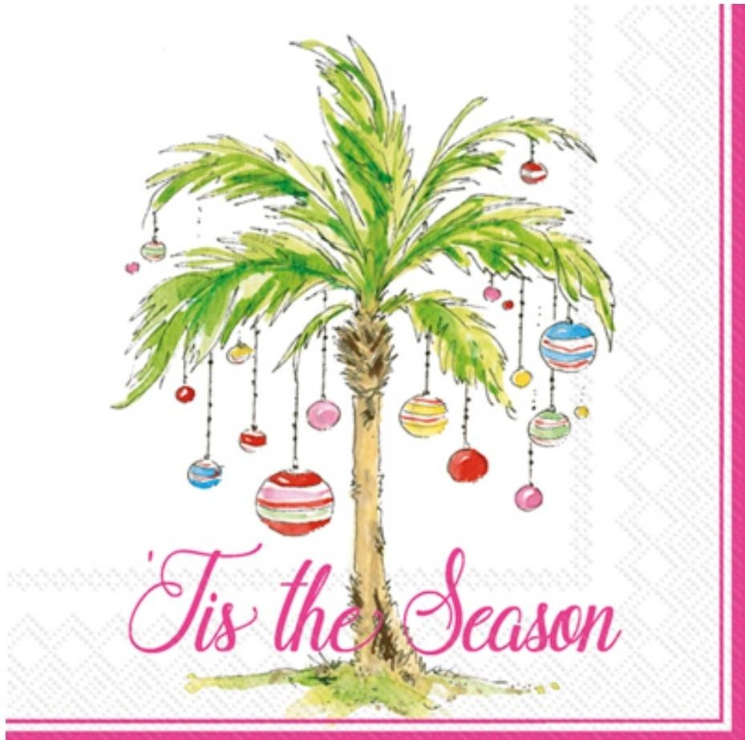 Decoupage Napkins Christmas Palm Tree Paper Napkins Set of 3 Cocktail