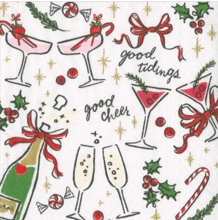 Coterie Holiday Cocktail Napkins, Set Of 25 - Funny Christmas Party Napkins, 5"x5"