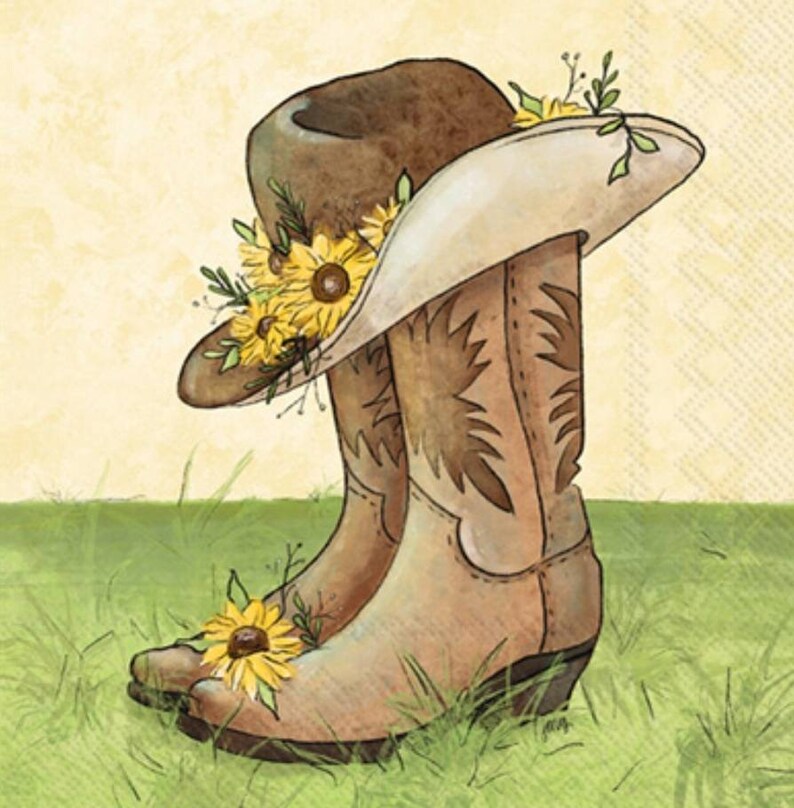 Decoupage Napkins Cowgirl Western Paper Napkins 10 X Etsy