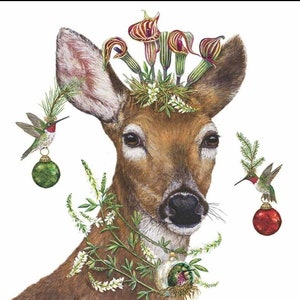 Decoupage Paper Napkins -  Winter Deer Paper Napkins - Set of 3 - Cocktail Size