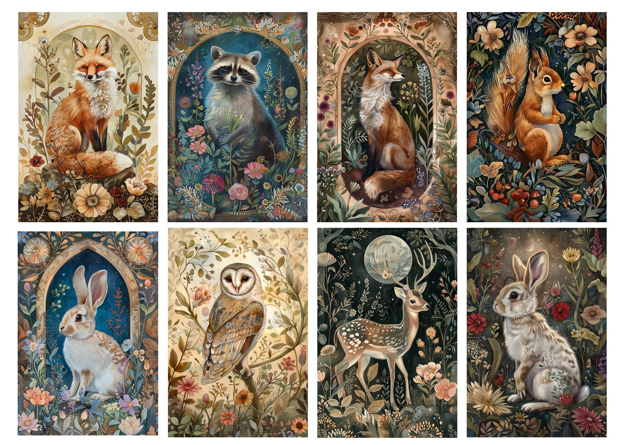 Rice Paper for Decoupage / Fox Rabbit Owl Squirrel Raccoon / 1 Rice Paper / A4 / Customizable