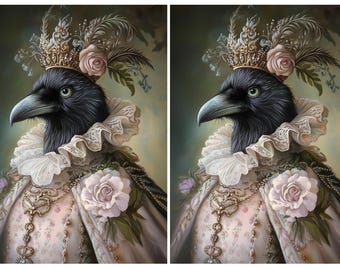 Rice Paper for Decoupage / Raven Ravens Halloween Gothic Queen Halloween Bird Crow / 1 Rice Paper / A4 / A5 / Customizable