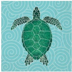 Decoupage Napkins- Sea Turtle Paper Napkins- Set of 3- Cocktail Size