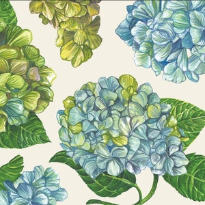 Decoupage Napkins- Hydrangea Paper Napkins- Set of 3- Cocktail Size