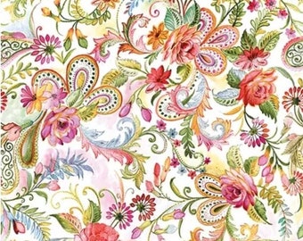 Decoupage Napkins- Paisley Floral Pattern Paper Napkins- Set of 3- Luncheon Size