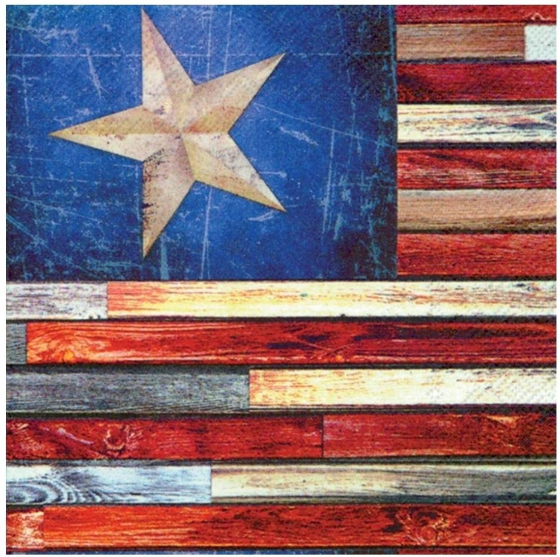 Decoupage Napkins USA Flag Barn Door Paper Napkins Set of 3 Etsy