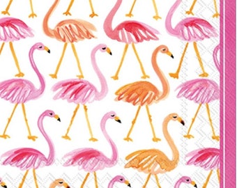 Details about    PINK FLAMINGOS TROPICAL 891 TWO Individual Paper LUNCHEON Decoupage Napkins 