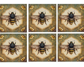 Rice Paper for Decoupage / Bee Bees / 1 Rice Paper / A4 / Customizable