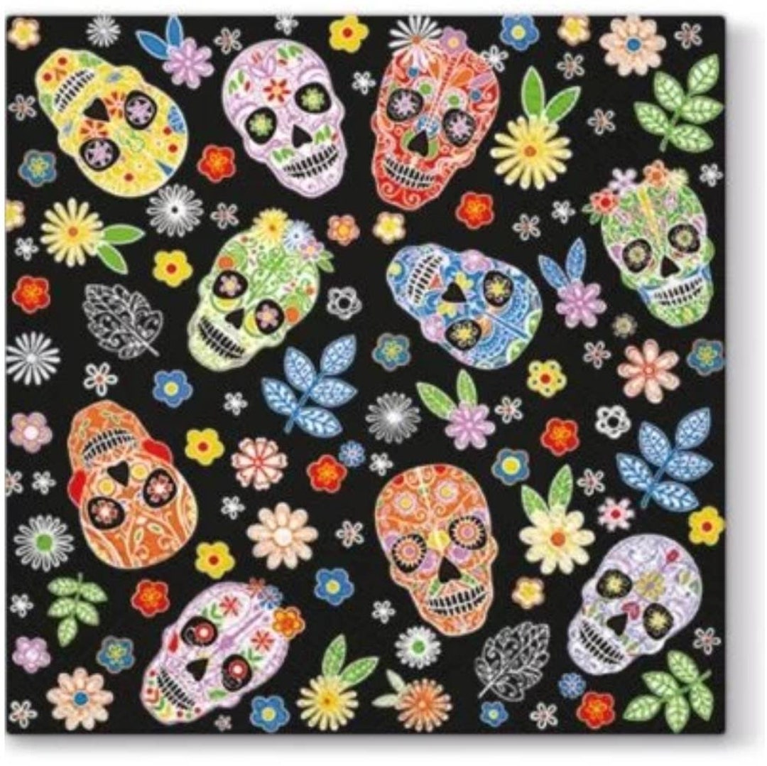 Decoupage Paper Napkins Skulls Set of 3 Ephemera for Etsy
