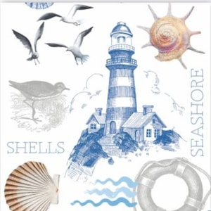 Decoupage Napkins- Lighthouse Beach Ship Paper Napkins- Set of 3 - Cocktail Size Napkins