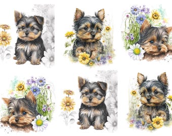 Rice Paper for Decoupage / Yorkshire Dog Puppy Dogs / 1 Rice Paper / A4 / A5 / Customizable