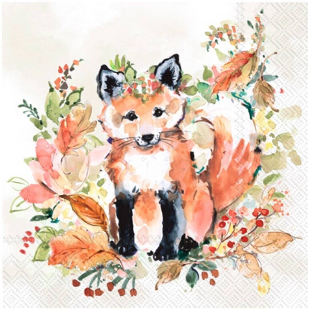 Decoupage Napkins Fox Paper Napkins Set of 3 Cocktail Size Etsy
