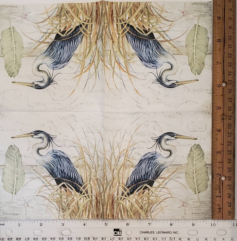Decoupage Napkins Egret Heron Paper Napkins Set of 3 Etsy
